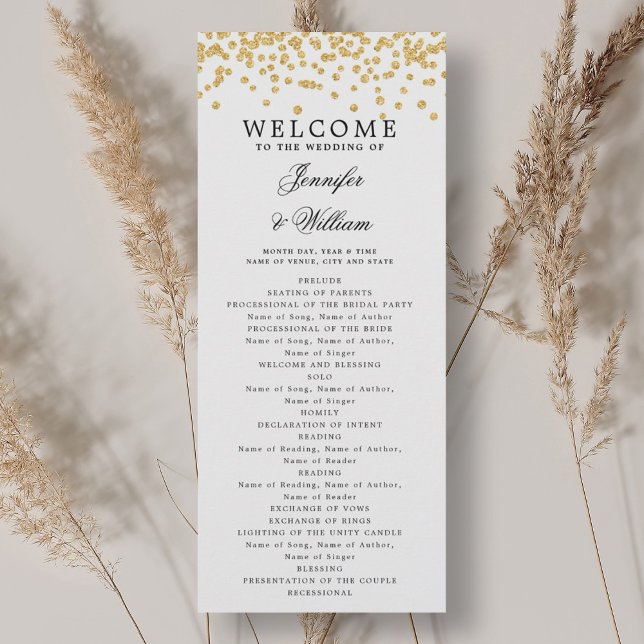 Klassisches Script Wedding Program Confetti Gold Einladung (Classic Script Wedding Program Confetti Gold)