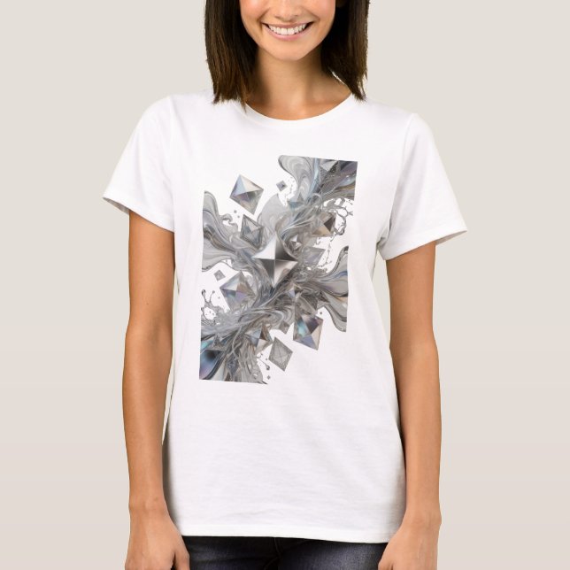 Klassisches Silber ABSTRACT ART Tragbare Kunst T-Shirt (Vorderseite)