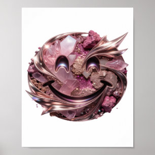 Klassisches Silber PINK KRISTALLE UND METALLISCHE Poster