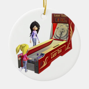 Klassisches Ski-Ball-Spiel mit dem Mädchen-Spiele Keramik Ornament