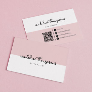 Klassisches Skript Dual Tone Pink Black Script QR  Visitenkarte