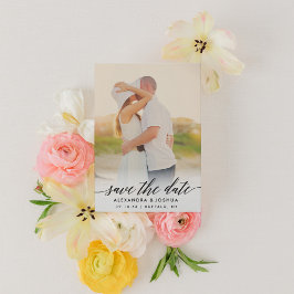 Klassisches Skript-Foto Save the Date Portrait