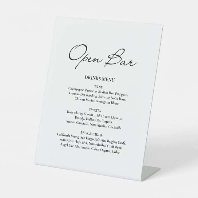 Klassisches Skript Minimalistisch Open Bar White W Sockelschild (Vorderseite)
