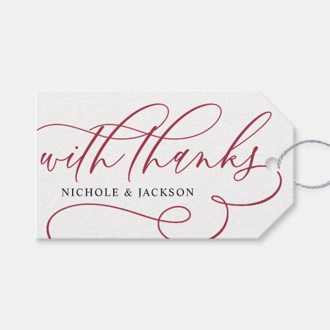 Klassisches Skript mit dank Burgundy Gastgeschenk  Geschenkanhänger (Vorderseite (Horizontal))