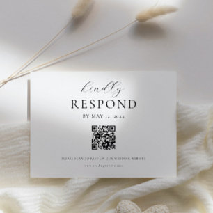 Klassisches Skript Moderner QR Code Hochzeit RSVP Karte