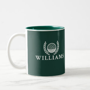 Klassisches Smaragdgrün personalisierter Name Mono Zweifarbige Tasse