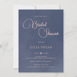 Klassisches Smokey Navy Blue Typografy Brautparty Einladung