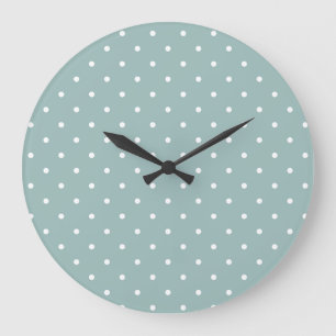 Klassisches Soft Sage Grün Weiße Punkte Minimalist Große Wanduhr