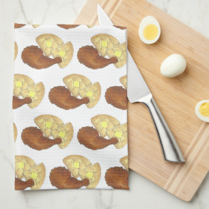 Klassisches Soul Frittiertes Hühnchen und WaffelDi Geschirrtuch
