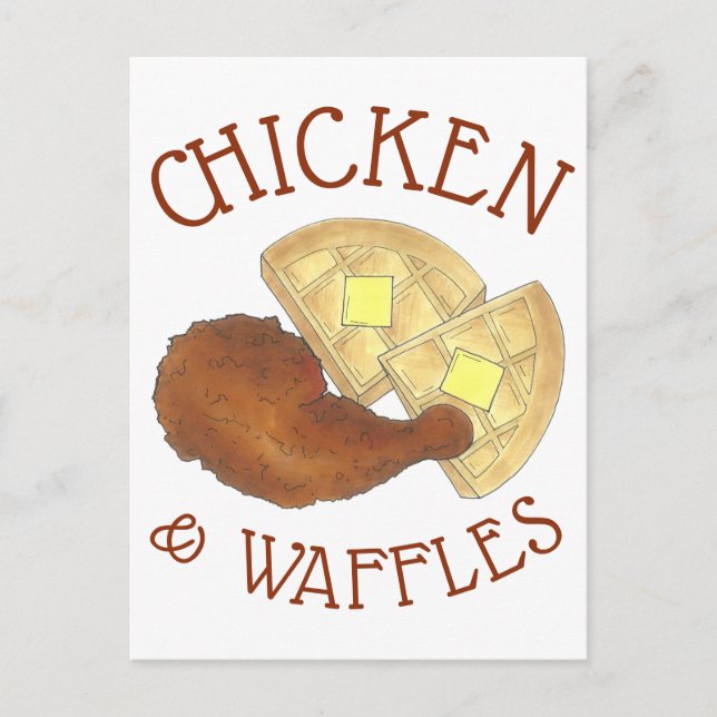 Klassisches Soul Frittiertes Hühnchen und WaffelDi Postkarte (Vorderseite)
