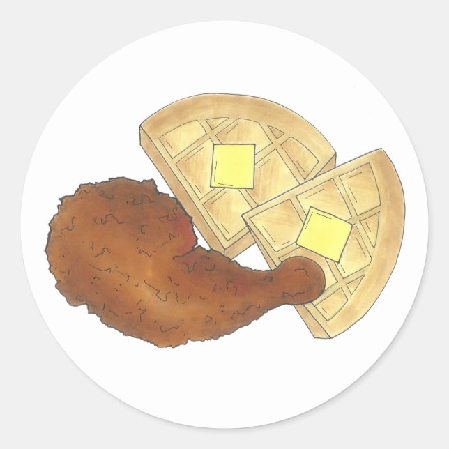 Klassisches Soul Frittiertes Hühnchen und WaffelDi Runder Aufkleber (Vorderseite)