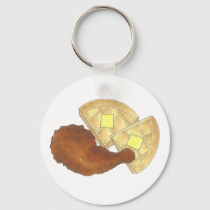 Klassisches Soul Frittiertes Hühnchen und WaffelDi Schlüsselanhänger