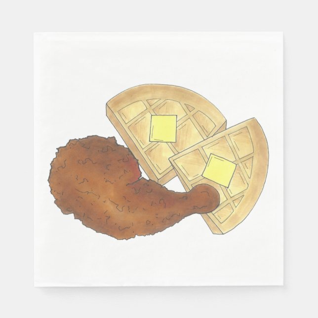 Klassisches Soul Frittiertes Hühnchen und WaffelDi Serviette (Vorderseite)