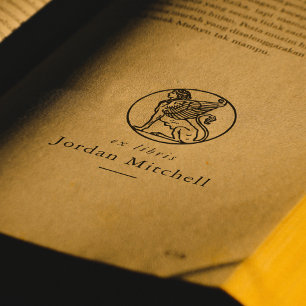 Klassisches Sphinx-Exlibris Name Ex Libris Buch Gummistempel