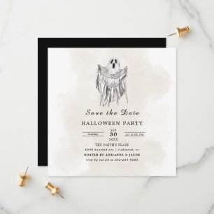 Klassisches Spooky Woods Sheet Ghost Halloween Save The Date