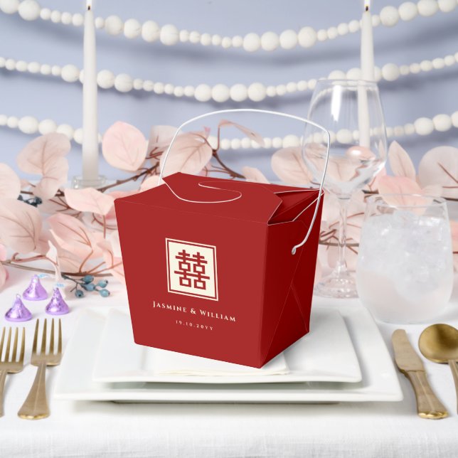 Klassisches Square Doppelglücksspiel Chinesische H Geschenkschachtel (Hochzeit)