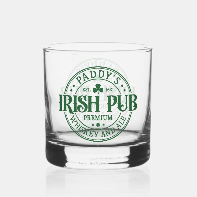 Klassisches St Patrick's Day Paddy's Irish Pub Whiskyglas (Vorderseite)
