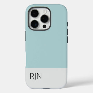 Klassisches Staubblau Einfaches Modernes Monogramm iPhone 16 Pro Hülle