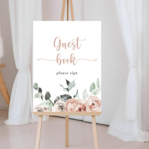 Klassisches staubrosa Rosen-Blumen-Gästebuch-Schil Poster
