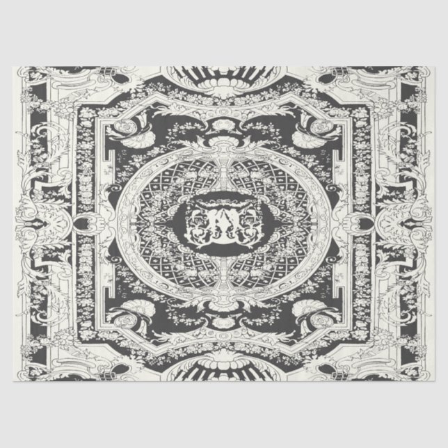 Klassisches stilvolles Elegantes Schwarzes Barock Seidenpapier (Vorderseite)