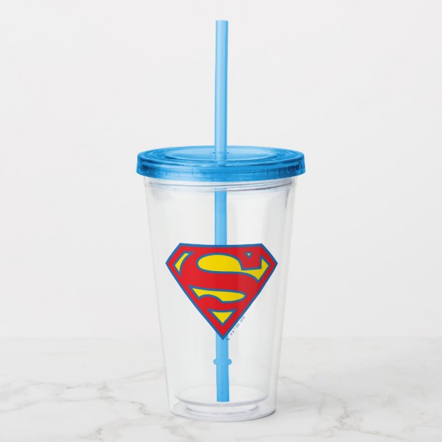 Klassisches Supergirl-Logo mit blauer Kontur Acryltrinkbecher (Vorderseite)
