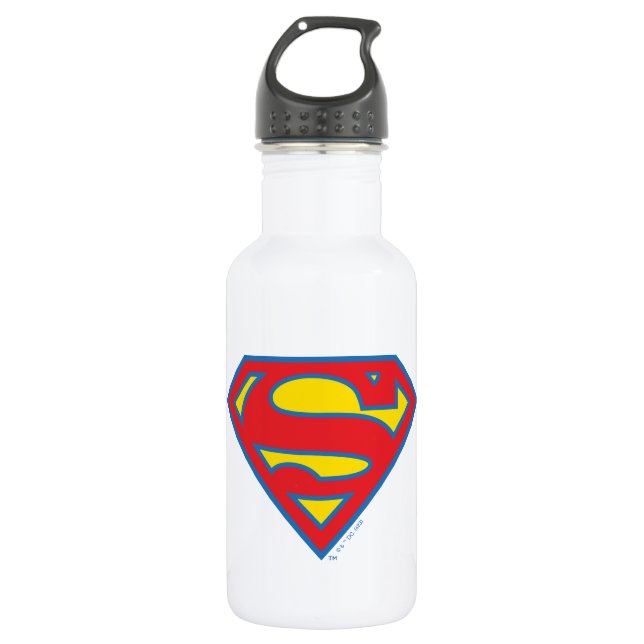 Klassisches Supergirl-Logo mit blauer Kontur Edelstahlflasche (Vorderseite)
