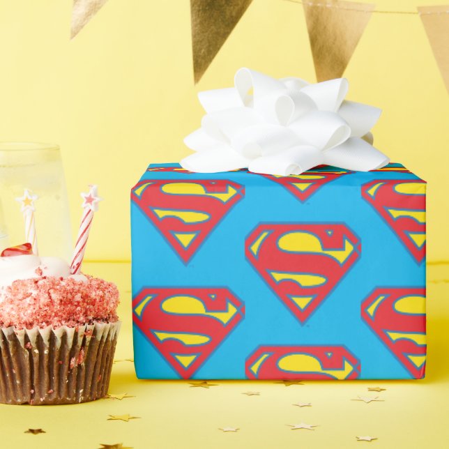 Klassisches Supergirl-Logo mit blauer Kontur Geschenkpapier (Geburtstagsparty)
