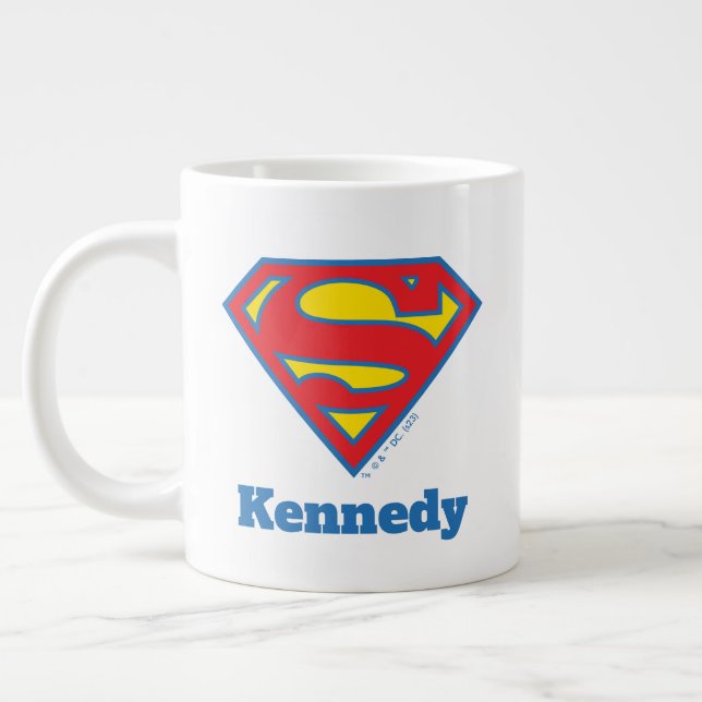 Klassisches Supergirl-Logo mit blauer Kontur Jumbo-Tasse (Links)