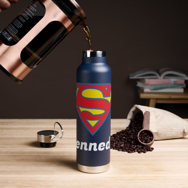 Klassisches Supergirl-Logo mit blauer Kontur Trinkflasche (Kaffee)