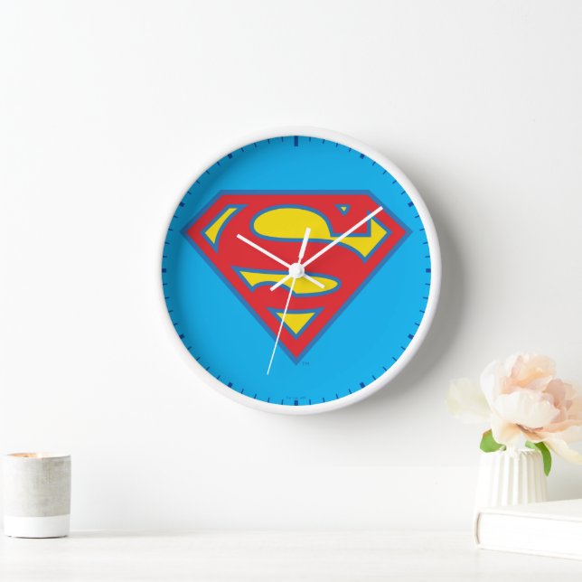 Klassisches Supergirl-Logo mit blauer Kontur Uhr (Zuhause)