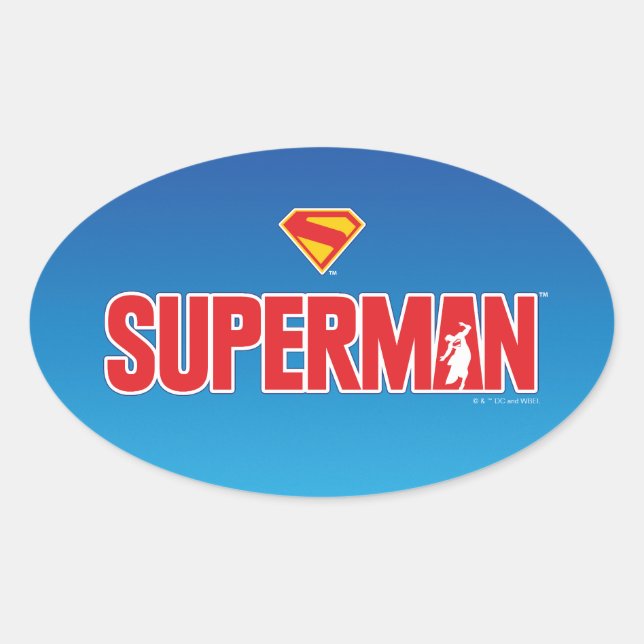 Klassisches Superman Bold-Logo Ovaler Aufkleber (Vorderseite)