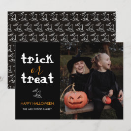 Klassisches 'Süßes oder Saures' Halloween-Familien Feiertagskarte