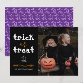 Klassisches 'Süßes oder Saures' Halloween-Familien Feiertagskarte