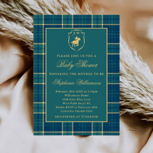 Klassisches Tartan-Karo-Alte-Geld-Polo-Baby-Party Einladung