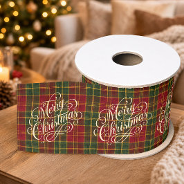 Klassisches Tartan-Karo Frohe Weihnachten Ferien Ripsband