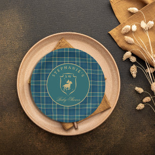 Klassisches Tartan-Karo-Polo-Reitsport-Babyparty Pappteller