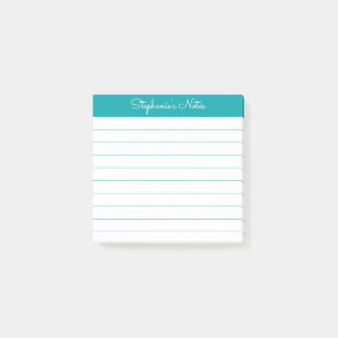 Klassisches Teal personalisiert liniert Post-it Klebezettel
