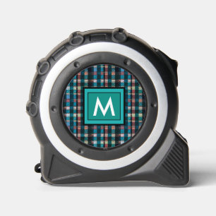 Klassisches Teal-Schwarz-Karomuster-Tartan-Monogra Maßband