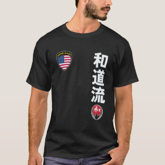 Klassisches Team Karate Wado Ryu USA-Flagge Kanji T-Shirt