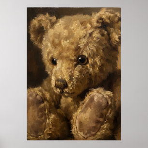 Klassisches Teddybär-Ölgemälde nostalgische Kindhe Poster