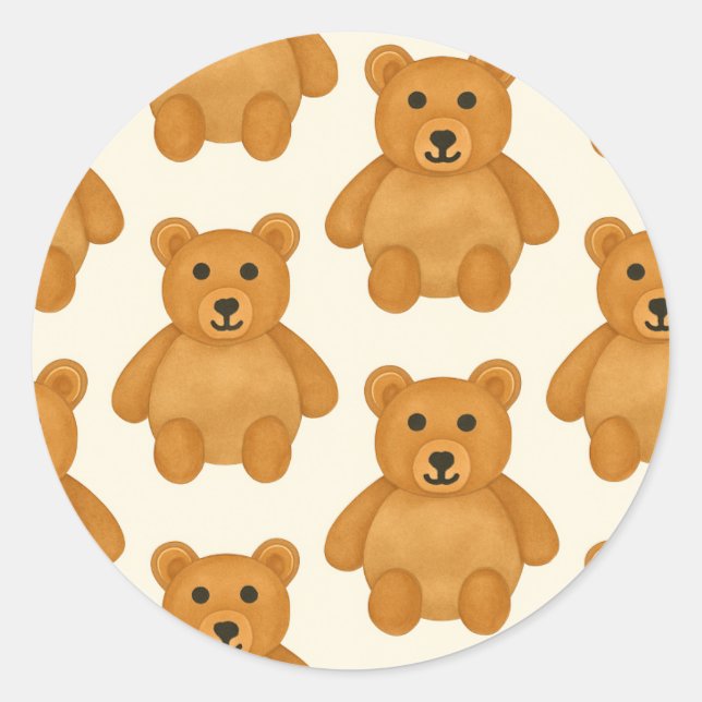 Klassisches Teddybärmuster Runder Aufkleber (Vorderseite)