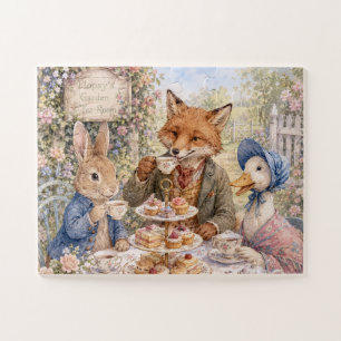 Klassisches Teetrinken mit Märchenfiguren Hase Fuc