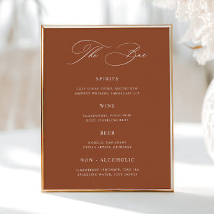 Klassisches Terracotta Wedding Bar Menu Poster