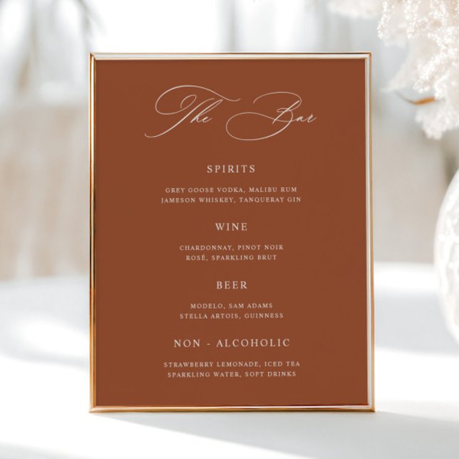 Klassisches Terracotta Wedding Bar Menu Poster (Von Creator hochgeladen)