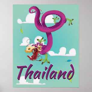 Klassisches Thailand-Drache Vintage-Reiseposter Poster