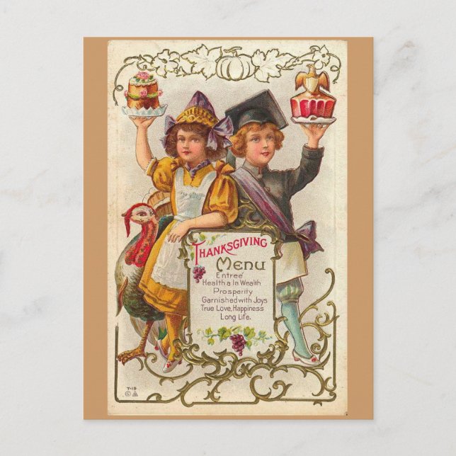 Klassisches Thanksgiving-Menü Postkarte (Vorderseite)