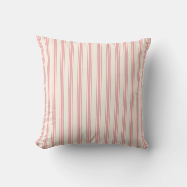 Klassisches tickendes Streifen-Muster-Rosa und Kissen (Vorderseite)