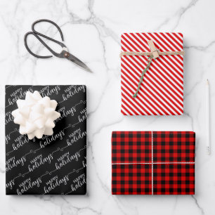 Klassisches traditionelles dunkelrotes schwarzes K Geschenkpapier Set