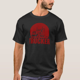 Klassisches Trucker-Logo - Runder roter LKW T-Shirt