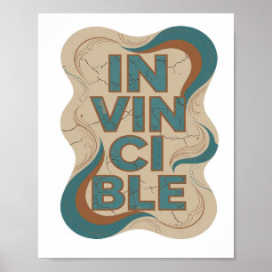 Klassisches Türkis INVINCIBLE 3D-Textkunstwerk Poster